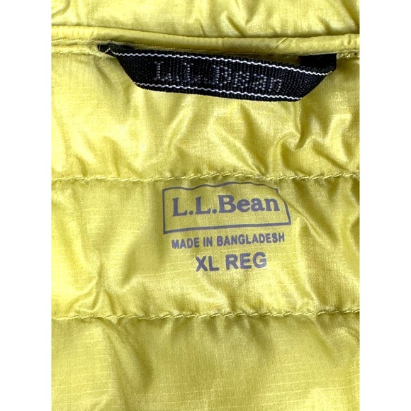 LL Bean Down Puffer Vest Womens XL Yellow Chartreuse Goose Down Lightweight - Picture 5 of 16